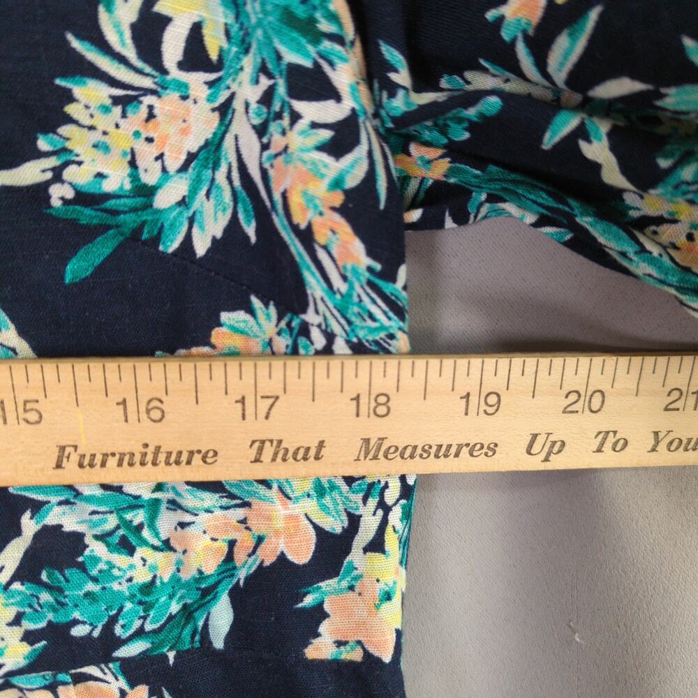 J Jill Dress Womens S Petite Blue Floral Cotton Exotic Gardens Pockets V Neck View 6